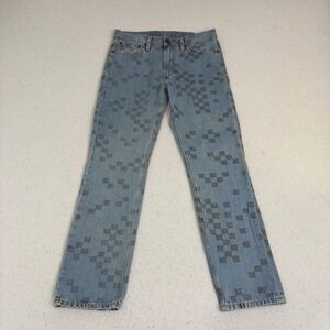 Levi's 511 Slim Fit Pixel Check Pattern Stretch Jeans Light Wash 33x32 Skater
